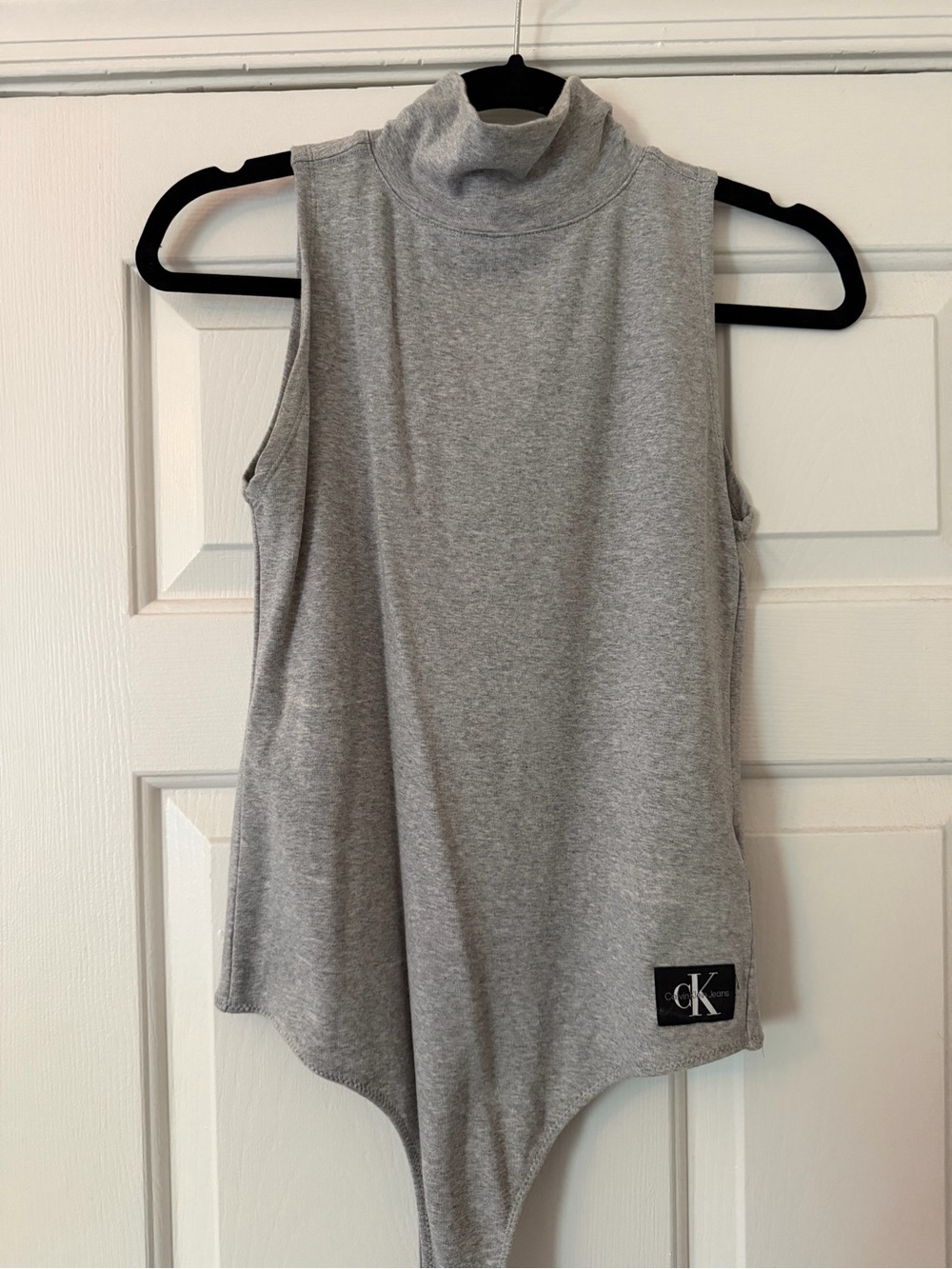 Calvin Klein Light Gray Sleeveless Turtleneck Bodysuit